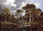 Jacob van Ruisdael Waterfall in a Hilly Wooded Landscape Spain oil painting artist